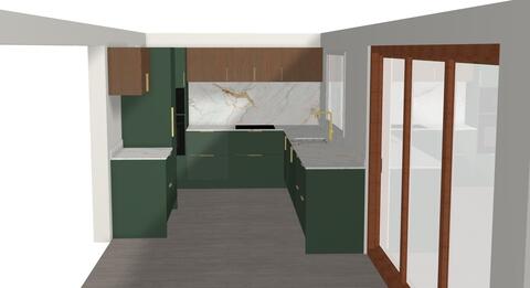 Miinus Kitchen: Conifer Green and Pecan