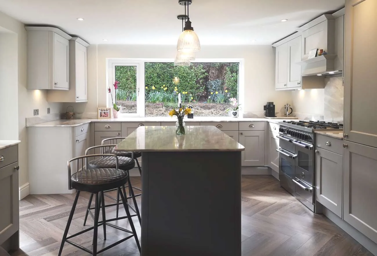 Traditional shaker style kitchen painted dust grey