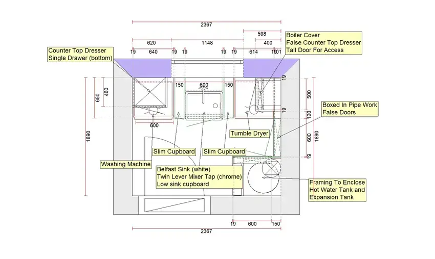 Utility design layout with notes