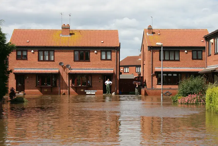 flooded homes in UK community