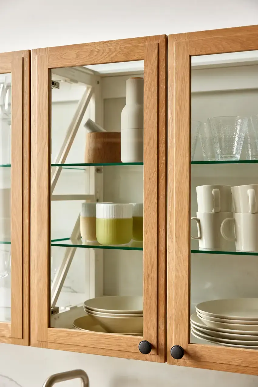 puustelli miinus kitchen oak framed glazed wall cabinets