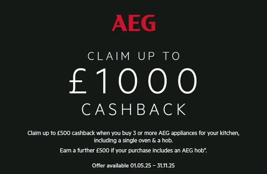 AEG £1000 Premier Partners Cashback Promo Banner