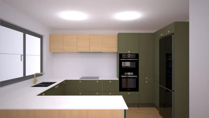 kitchen design illustration showing 575mm high wall units