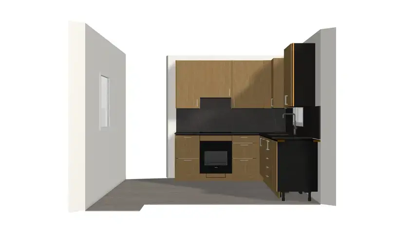 Modern Kitchen, Oak Look Fronts, Déco Handle
