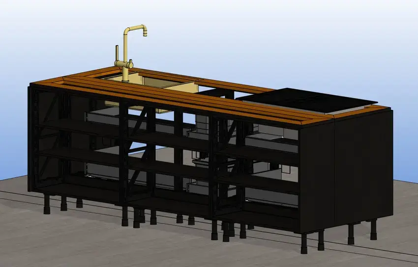 brook house kitchen island showing worktop supports