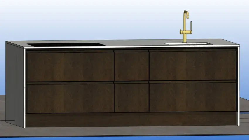 brook house kitchen island working side with doors on