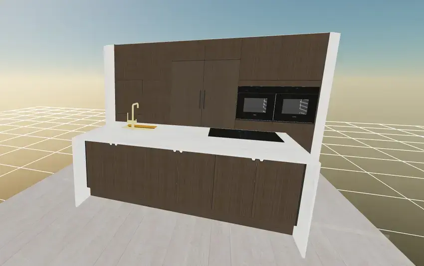 brook house flood resilient kitchen design 3D model