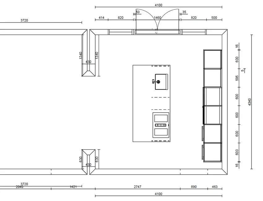brook house kitchen layout worktop dimensions Q100378-12