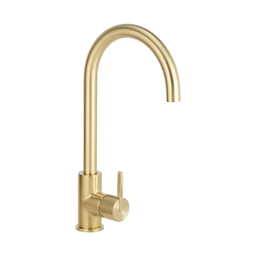namika single lever kitchen tap in brushed brass finish