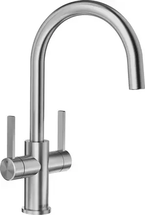 blanco candor twin lever brushed stainless steel mixer tap 526703