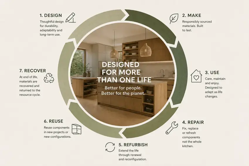 infographic explaining circularity in the context of sustinable kitchens