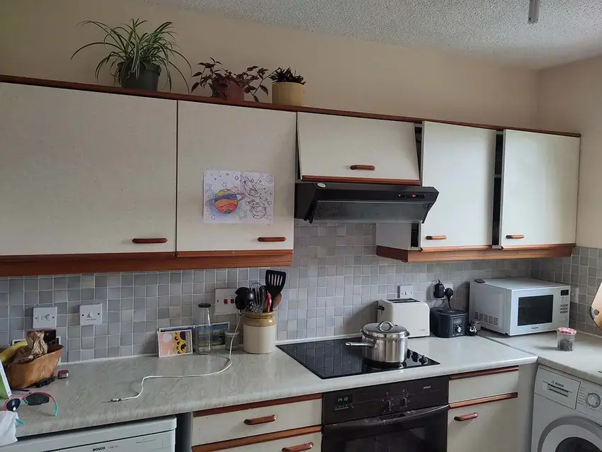 edinburgh flat kitchen before transformation wall units