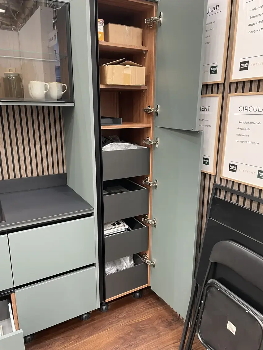 sustique engineered kitchen range demonstrator showing larder configuration nsbrc swindon
