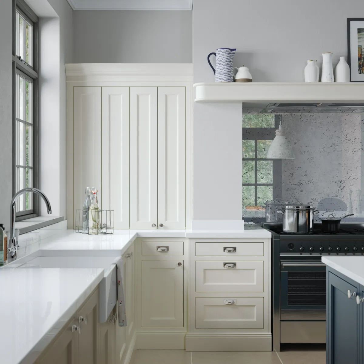 In-frame shaker-style kitchen painted porcelain