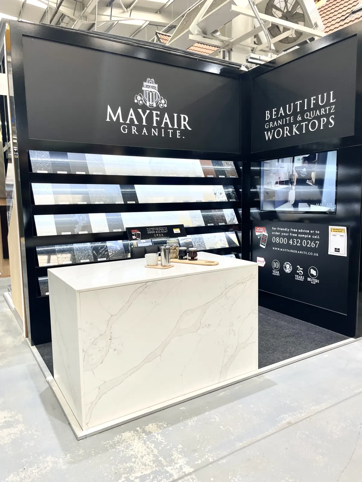 Granite stone stall at festival of sustainable homes