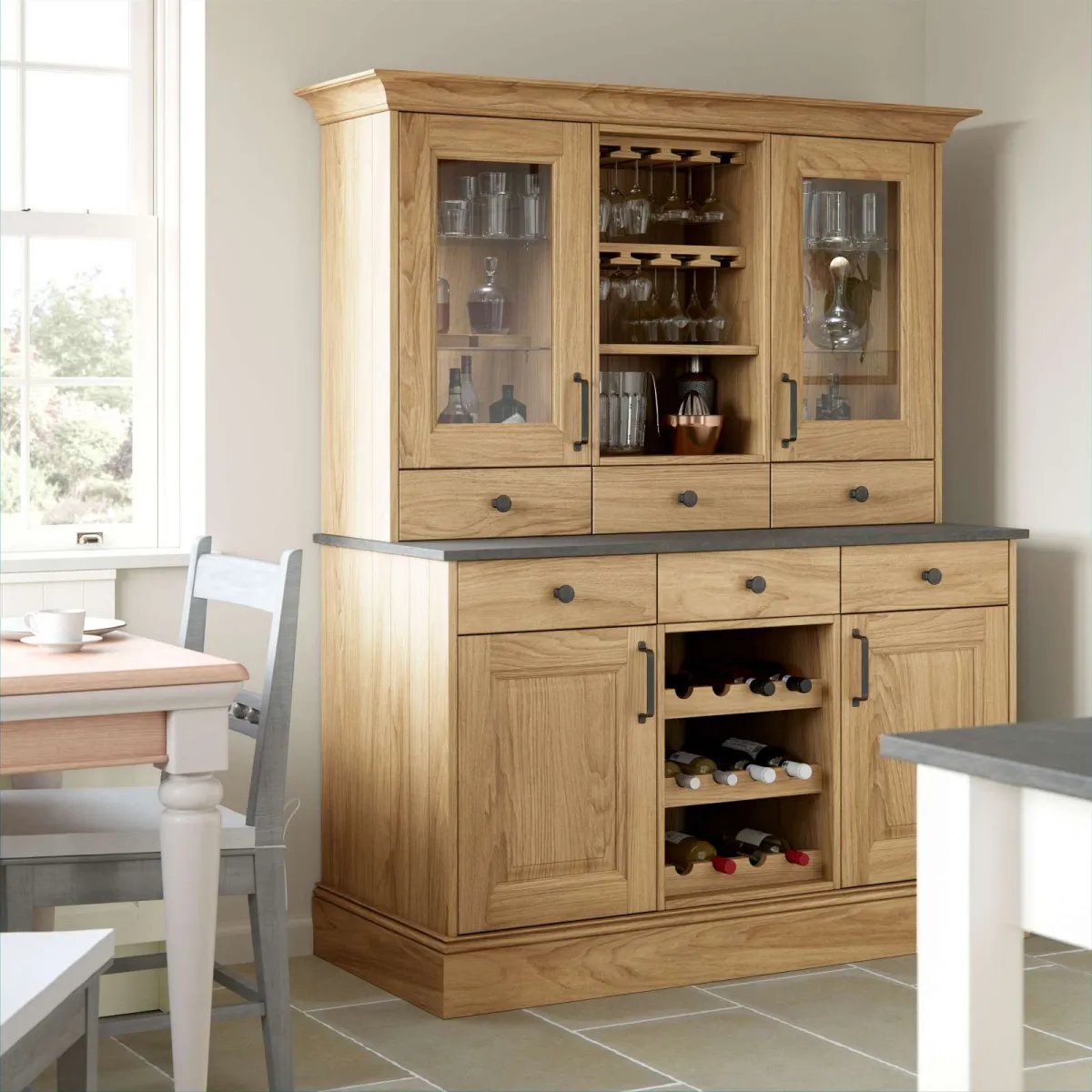 Traditional shaker-style dresser unit in light oak