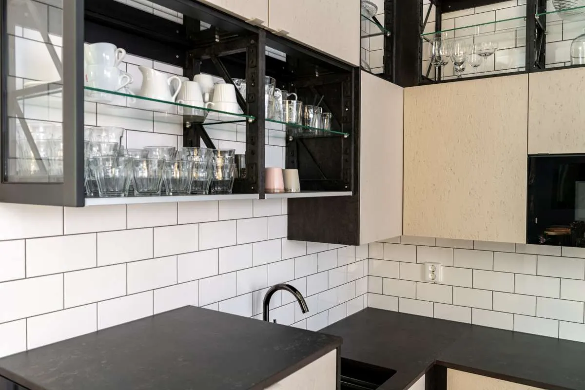 Modern sustainable chef kitchen showing complimentary materials