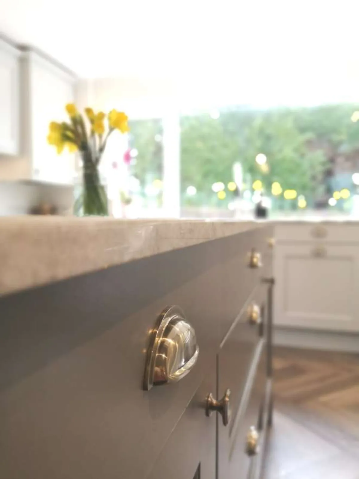 Traditional shaker style kitchen showing cup handle detail