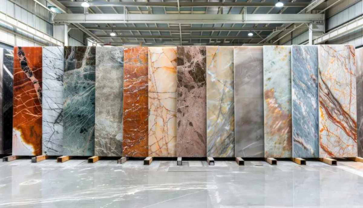 marble slabs standing upright