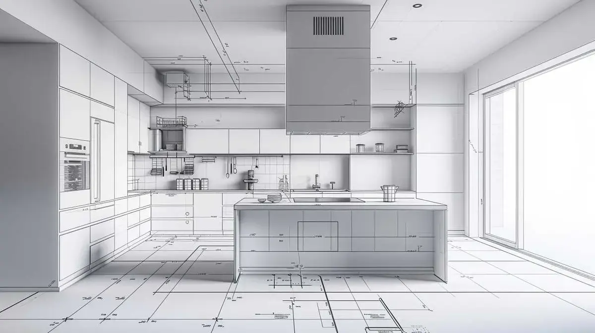 sustainable kitchen design blueprint drawing