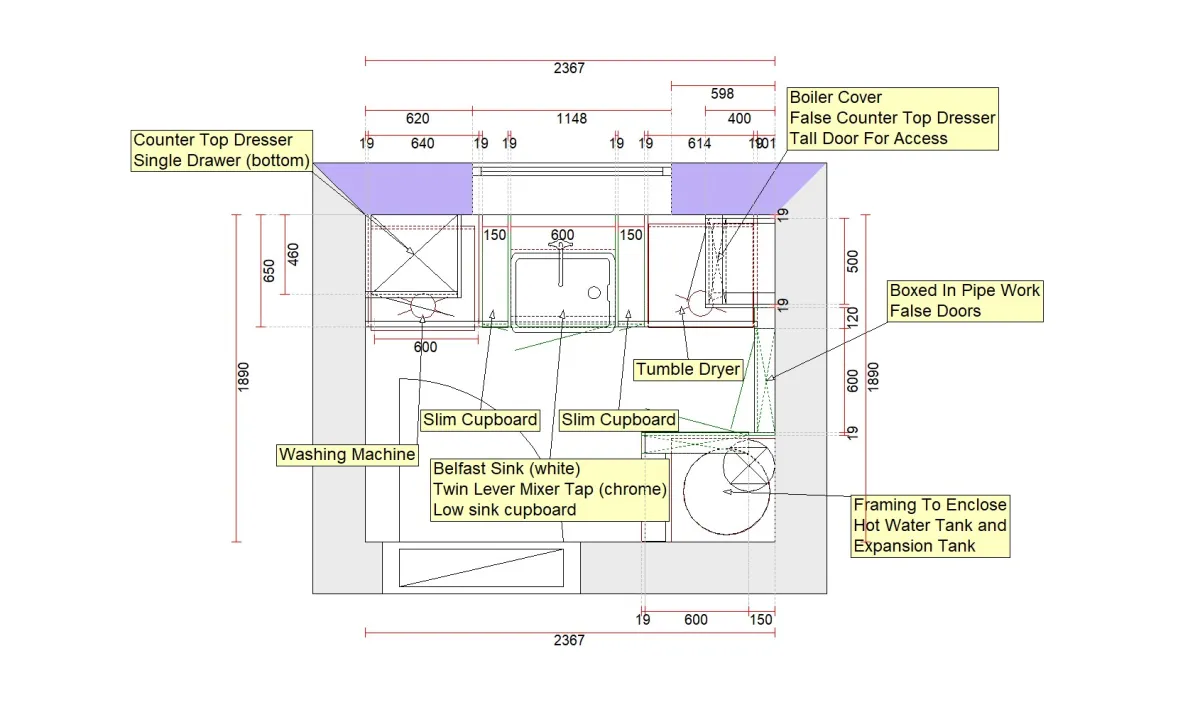 Utility design layout with notes