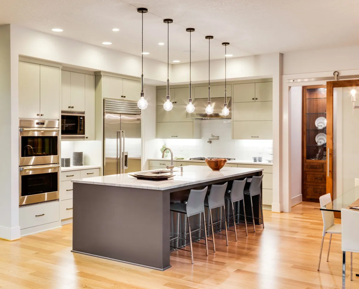 Kitchen with ambient and task lighting