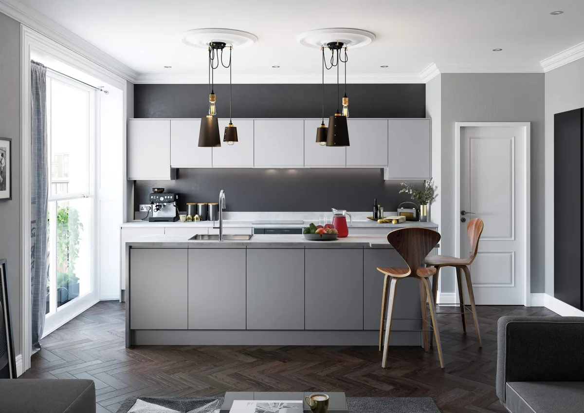 Task and aesthetic lighting over a kitchen island