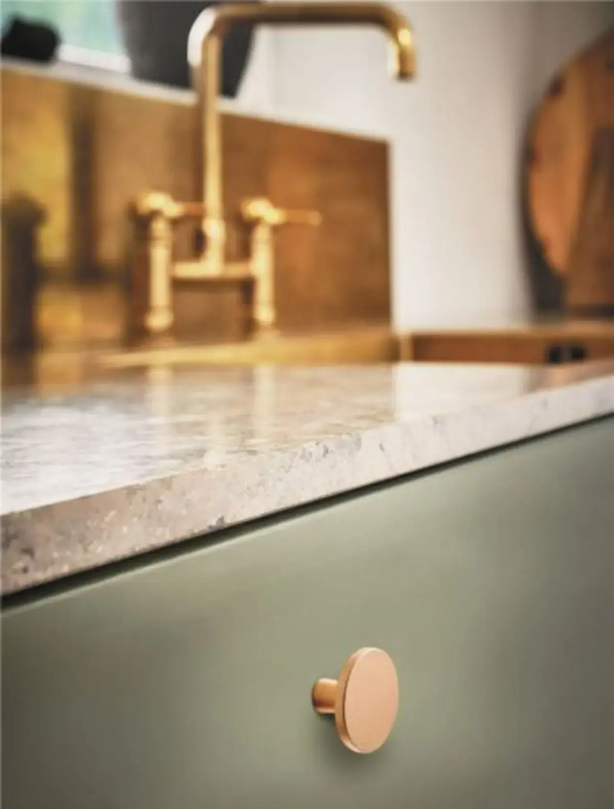 furnipart plato round flat knob handle in brushed brass