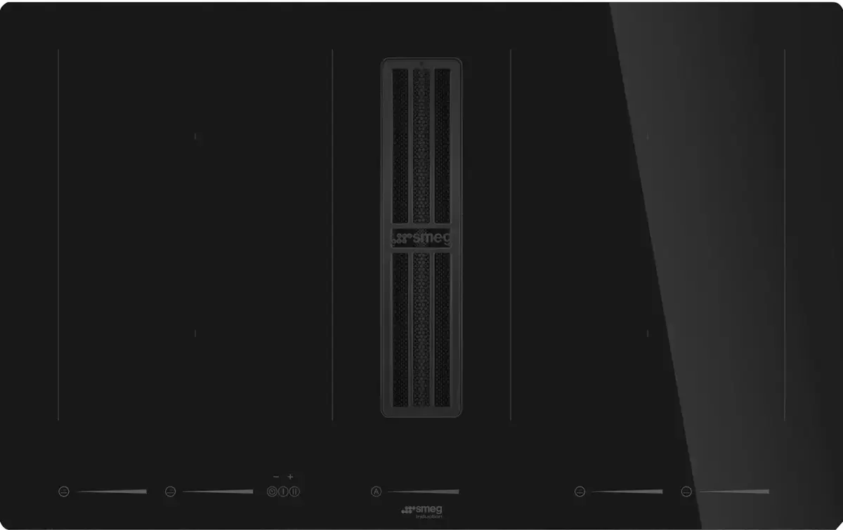 Smeg 83 cm Universal Induction hob with integrated hood Black HOBD682D2