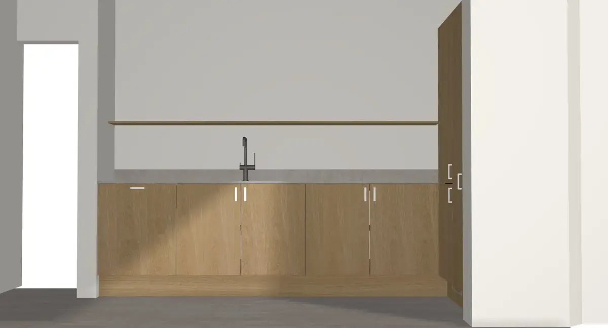 Miinus Kitchen: Oak (KF0) Veneers Sink Run