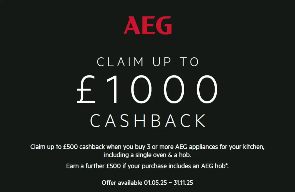 AEG £1000 Premier Partners Cashback Promo Banner