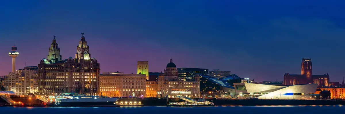 Liverpool waterfront at night